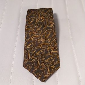 Express 100% Italian Silk Neck Tie Mens Paisley Brown's Gold's 62 inches